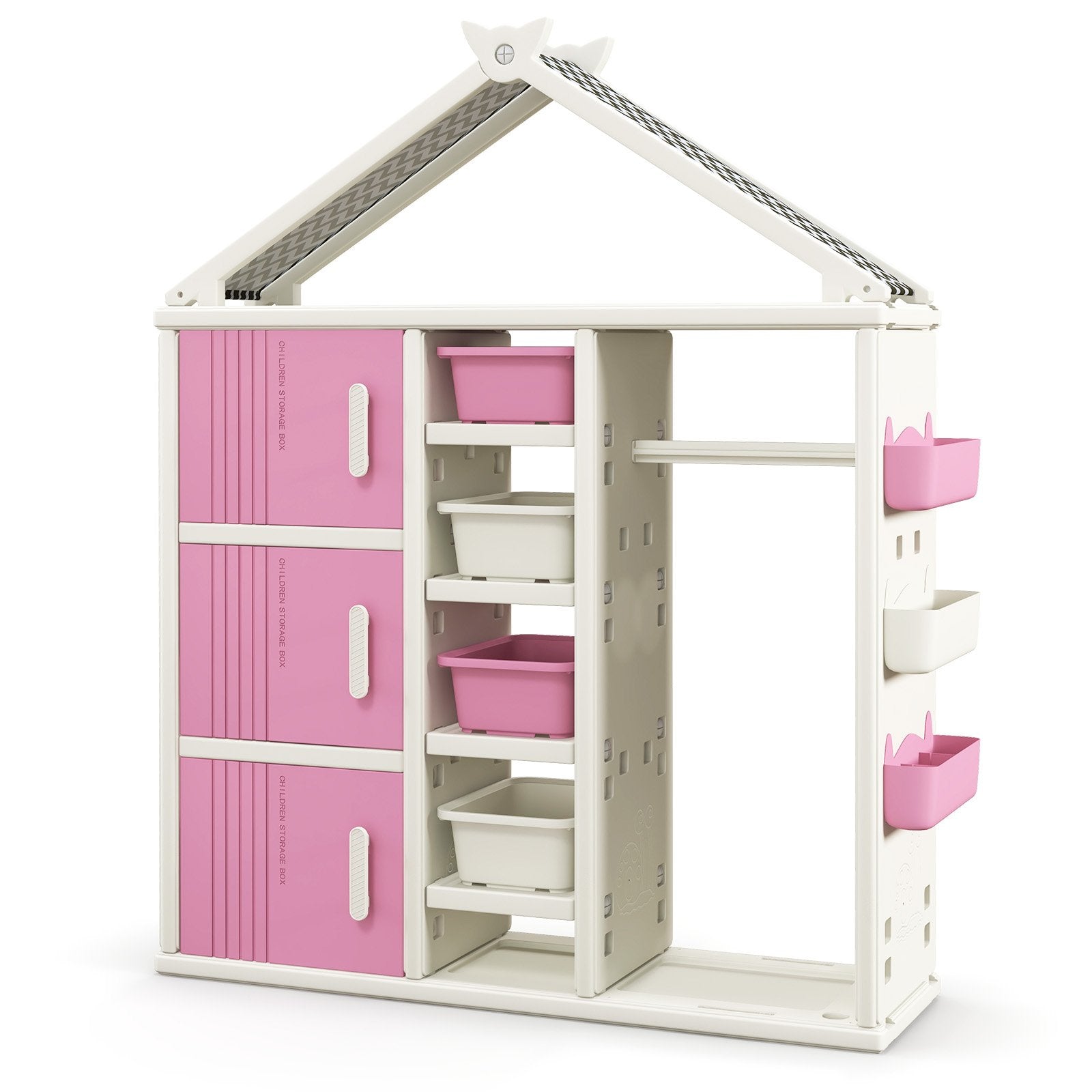 Kids Costume Storage Closet with Storage Bins and Shelves and Side Baskets for Kids Room, Pink Kids Storage   at Gallery Canada