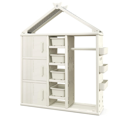 Kids Costume Storage Closet with Storage Bins and Shelves and Side Baskets for Kids Room, White Kids Storage   at Gallery Canada