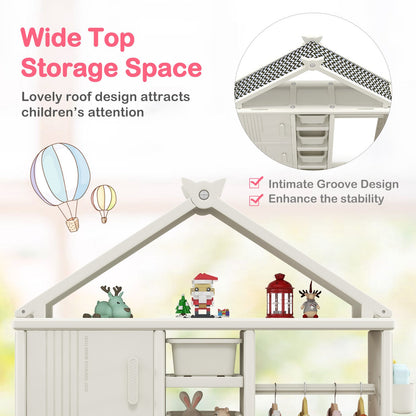 Kids Costume Storage Closet with Storage Bins and Shelves and Side Baskets for Kids Room, White Kids Storage   at Gallery Canada