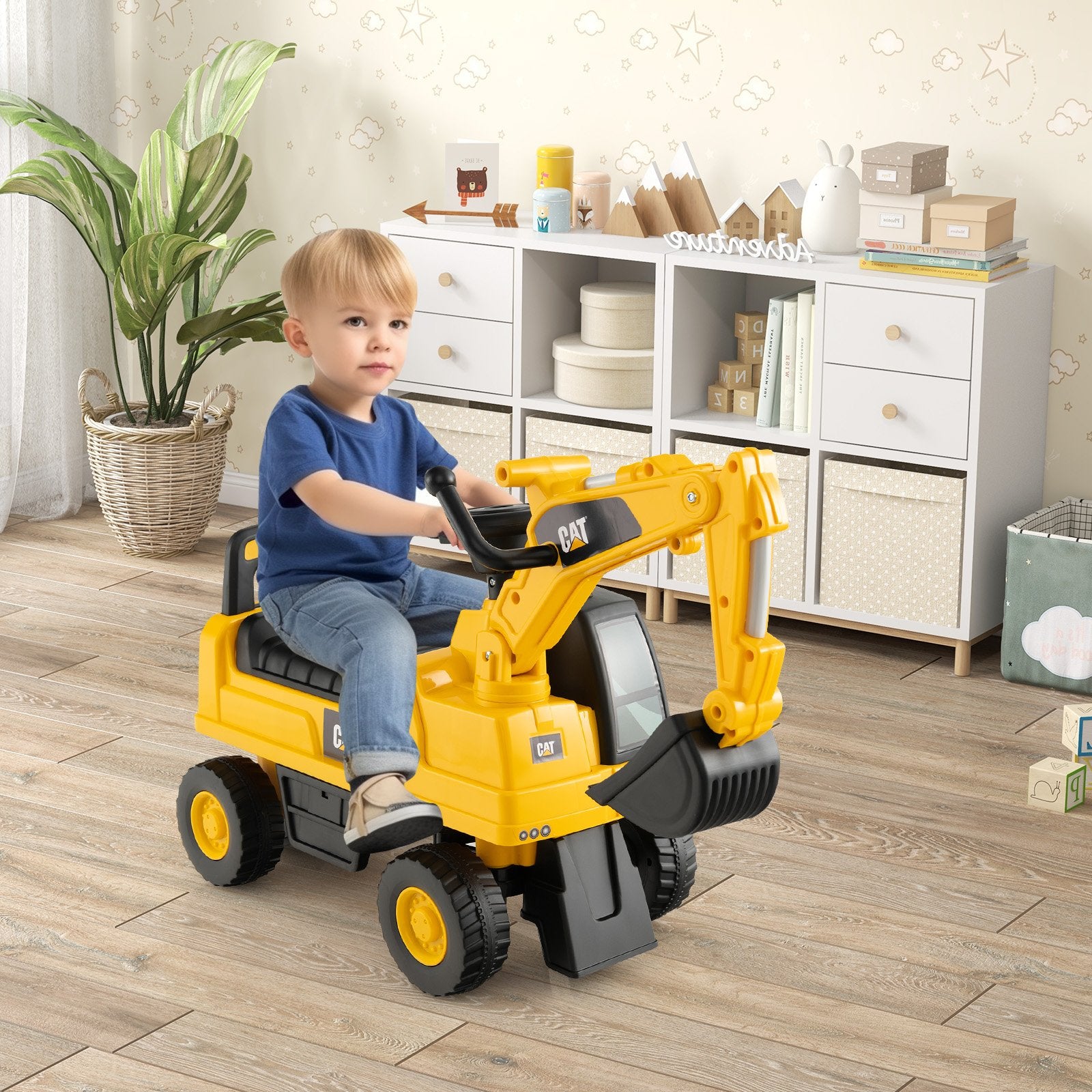 Licensed Caterpillar Kids Ride-On Digger, Yellow Push & Pedal Ride On Toys   at Gallery Canada