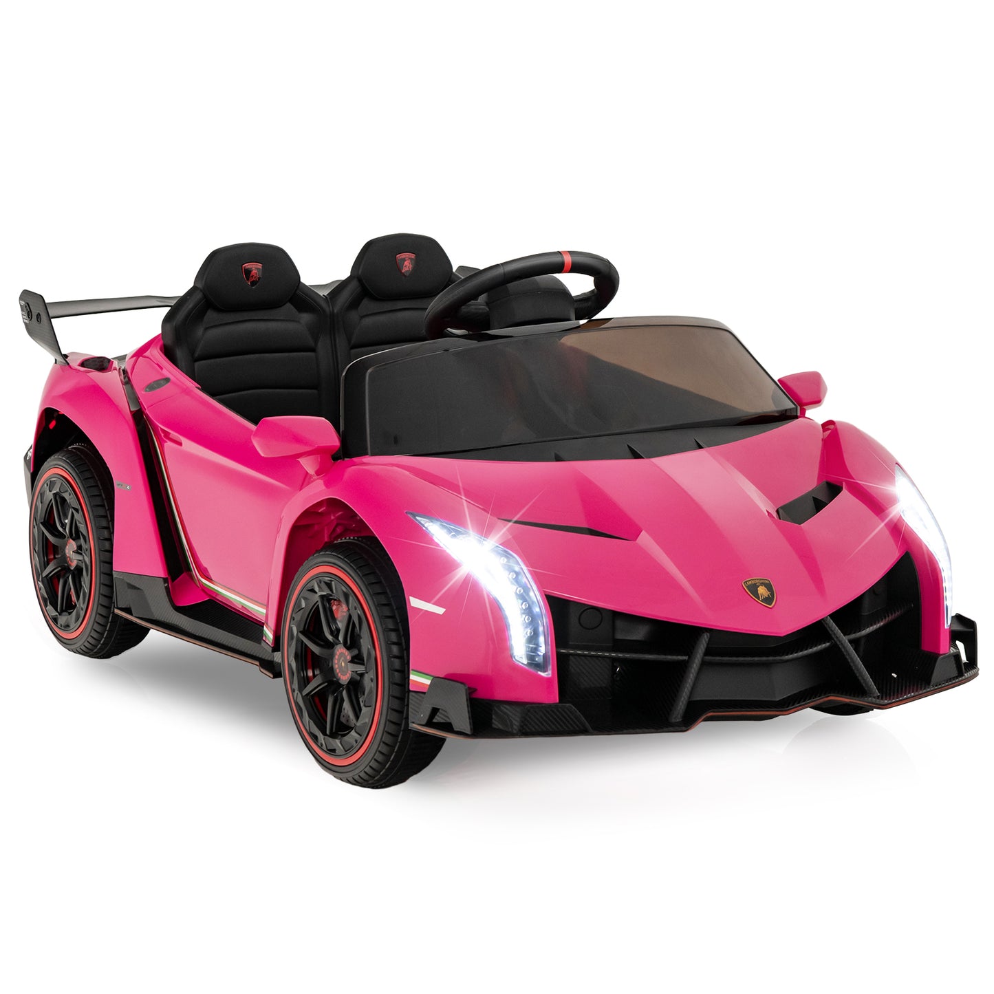 12V Licensed Lamborghini 4WD Kids Ride-on Sports Car with 2.4G Remote, Pink Powered Ride On Toys Pink  at Gallery Canada