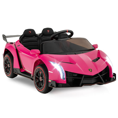 12V Licensed Lamborghini 4WD Kids Ride-on Sports Car with 2.4G Remote, Pink