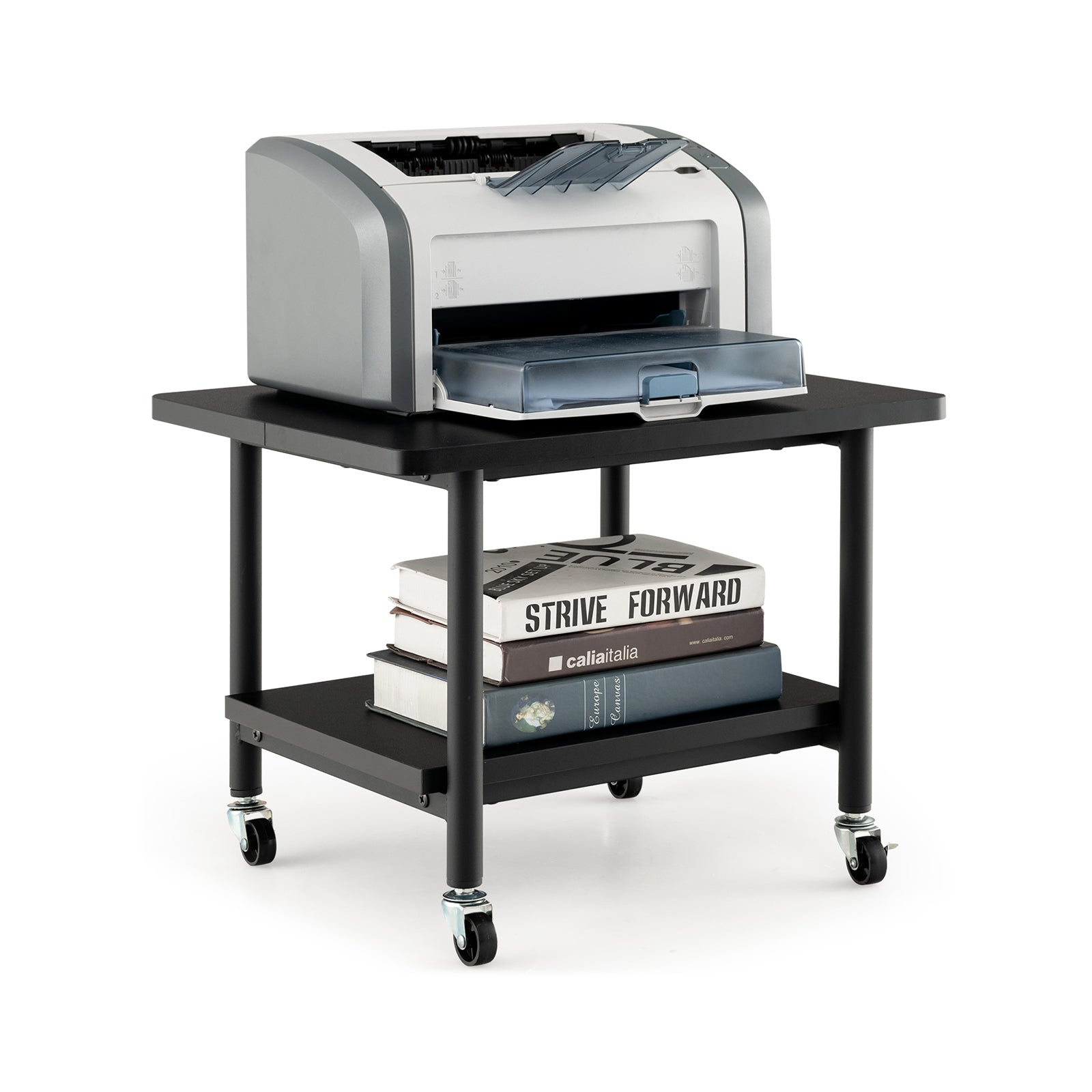 Under Desk Printer Stand with 4 Wheels and Locking Mechanism, Black Laptop Tables & Printer Stands at Gallery Canada