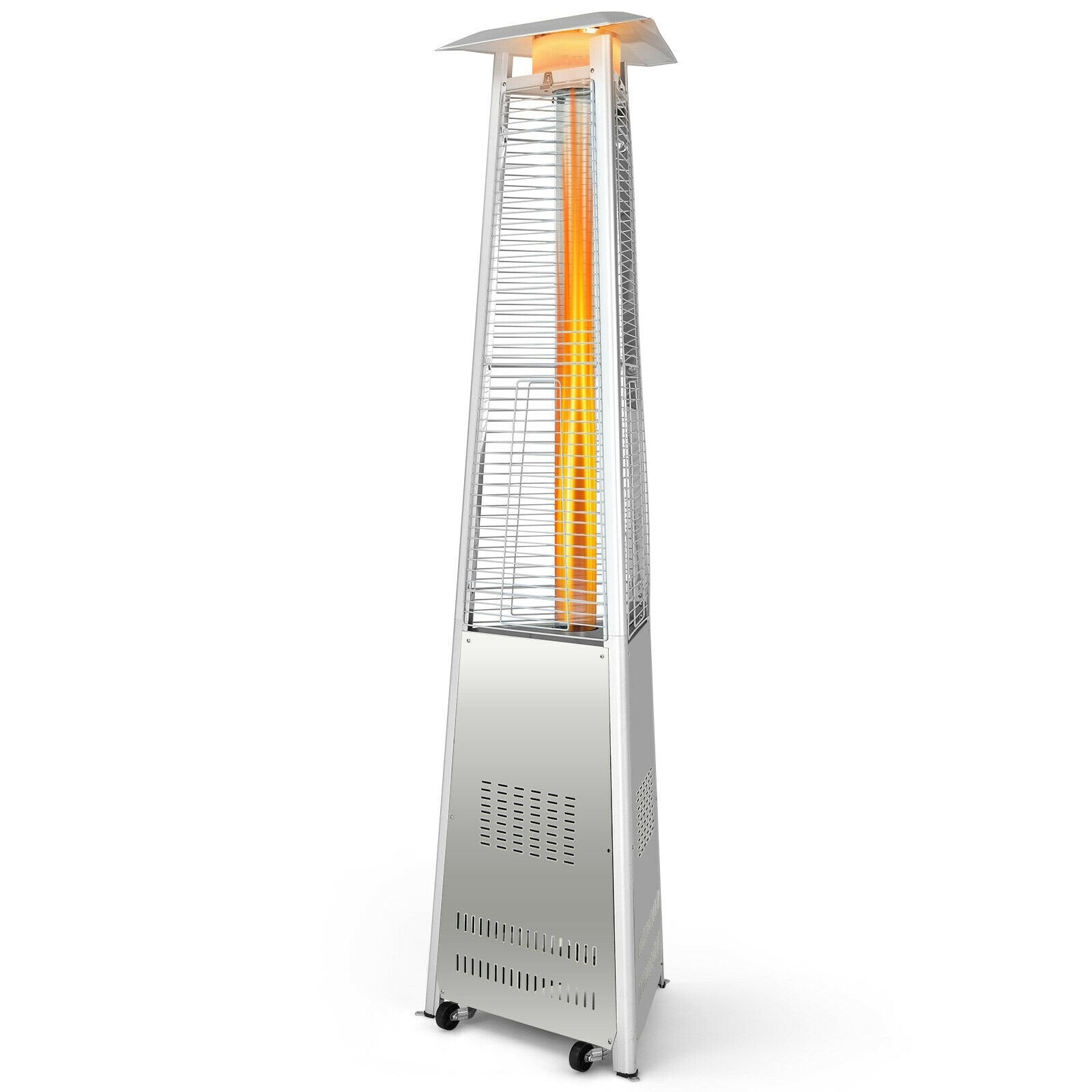 42 000 BTU Stainless Steel Pyramid Patio Heater With Wheels, Silver Patio Heaters   at Gallery Canada