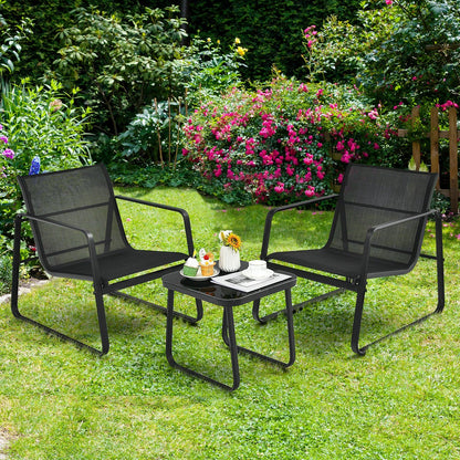 3 Pieces Patio Bistro Furniture Set with Glass Top Table Garden Deck, Black Patio Conversation Sets   at Gallery Canada