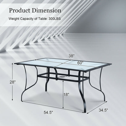 60 x 38 Inch All Weather Rectangular Patio Dining Table, Black - Gallery Canada