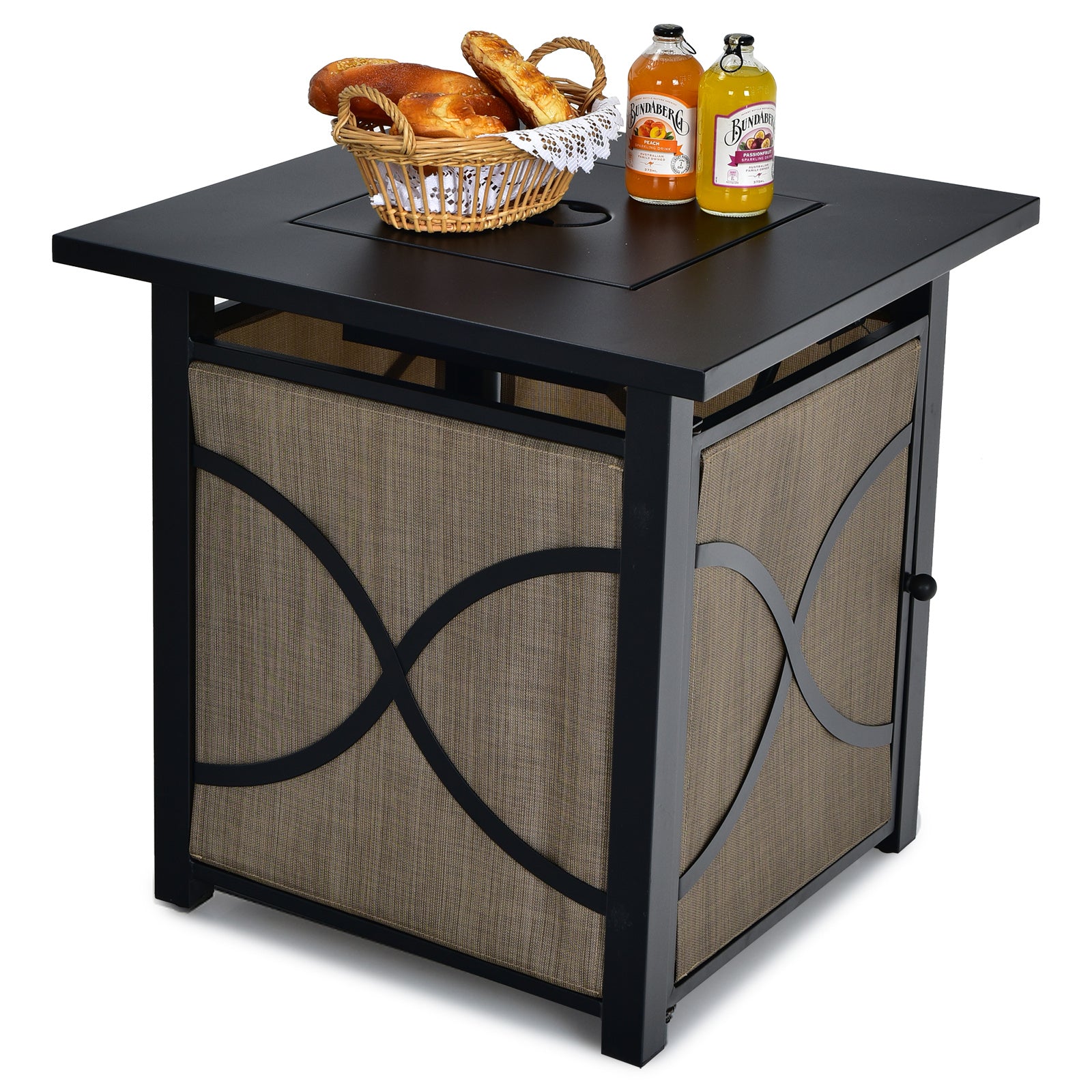 25 Inch 40000 BTU Propane Fire Pit Table with Lid and Fire Glass, Multicolor Fire Pits at Gallery Canada