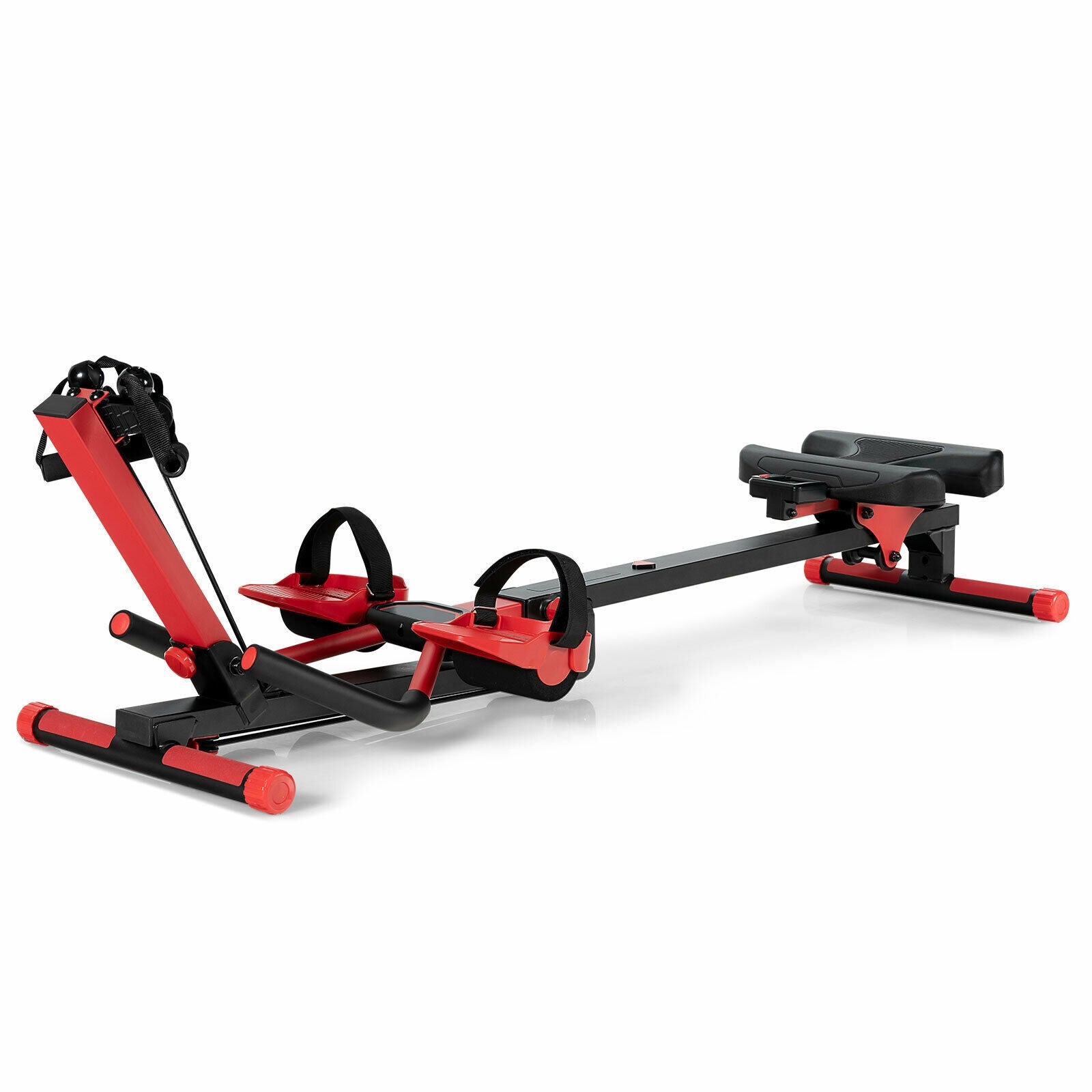 4-in-1 Folding Rowing Machine with Control Panel for Home Gym, Red Rowing Machines at Gallery Canada