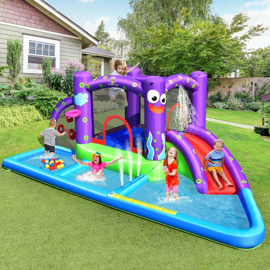 Inflatable Water Slide Park with Splash Pool and 750W Blower - Gallery Canada