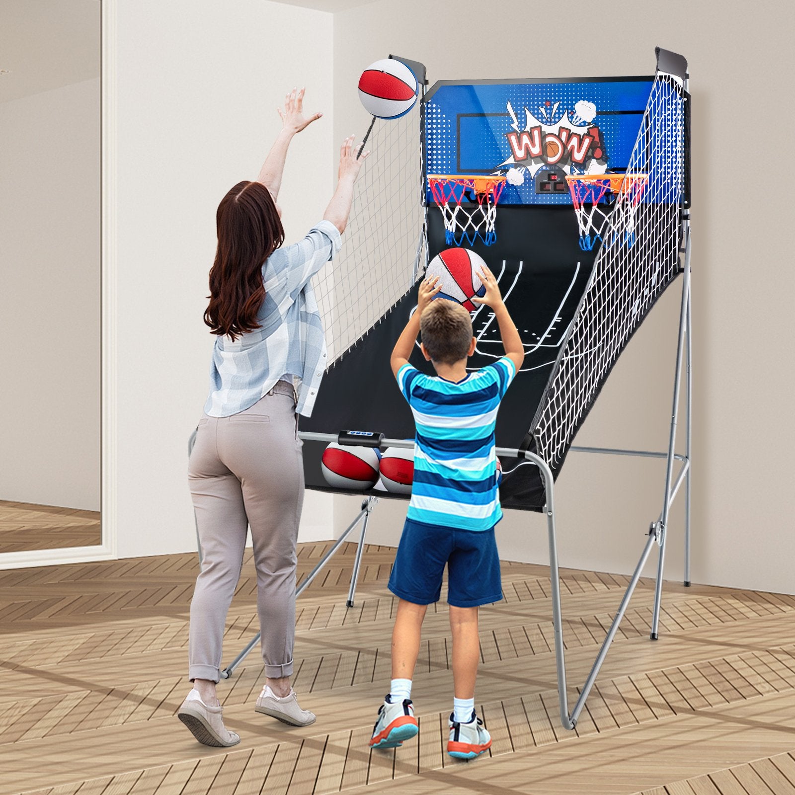 Dual Shot Basketball Arcade Game with 8 Game Modes and 4 Balls, Blue Game Room   at Gallery Canada