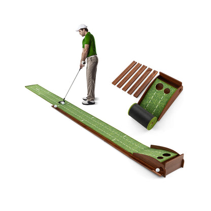 Golf Putting Mat Practice Training Aid with Auto Ball Return and 2 Hole Sizes, Green Golf   at Gallery Canada