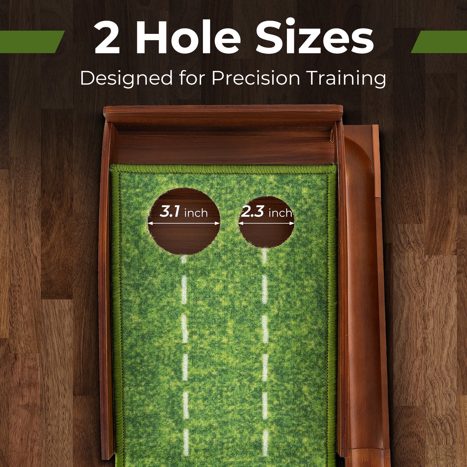 Golf Putting Mat Practice Training Aid with Auto Ball Return and 2 Hole Sizes, Green Golf   at Gallery Canada