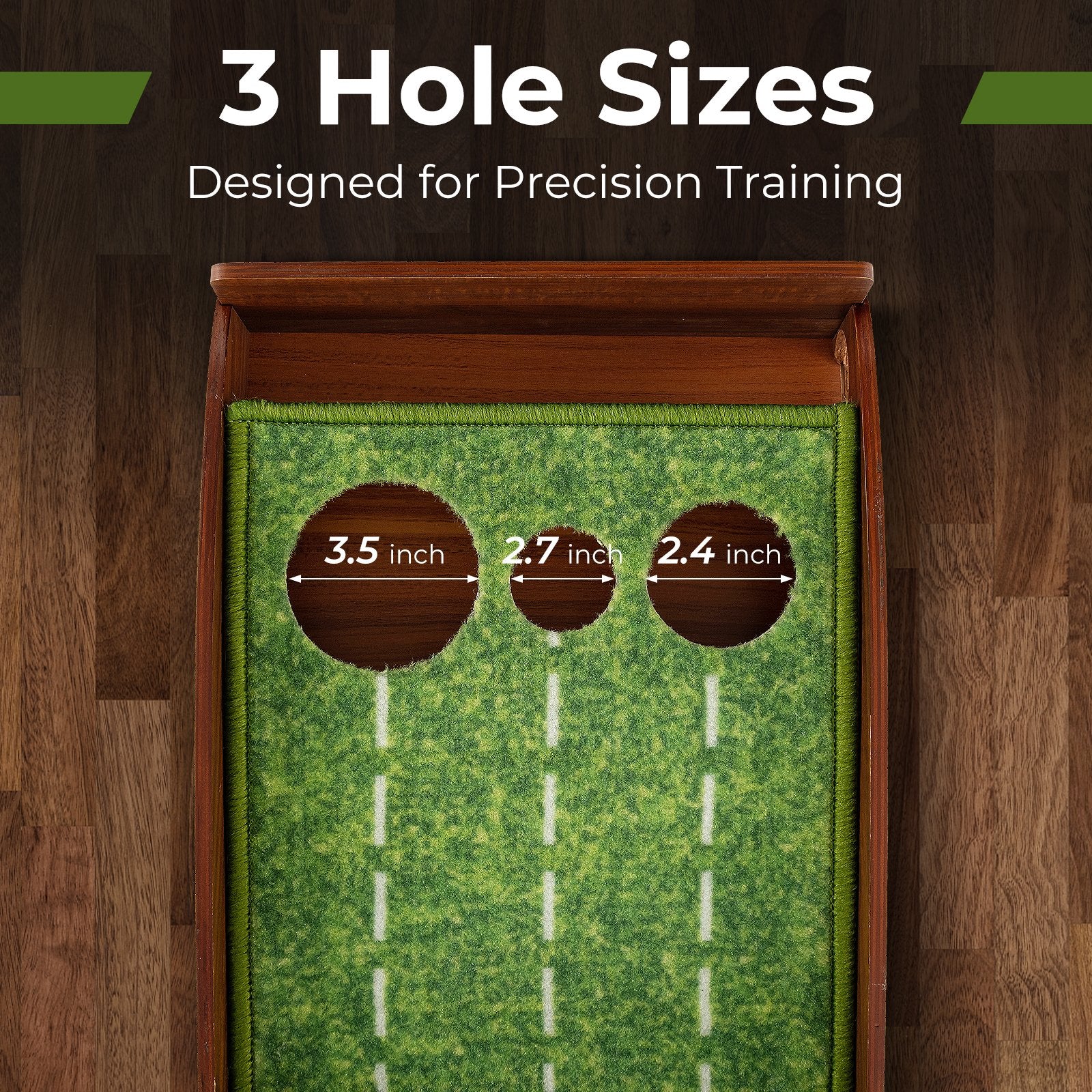 Golf Putting Mat Practice Training Aid with Auto Ball Return and 3 Hole Sizes, Green Golf   at Gallery Canada