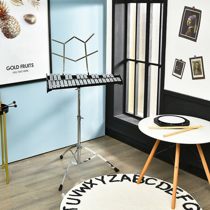 32 Note Glockenspiel Xylophone Percussion Bell Kit with Adjustable Stand, Black Drums & Percussion   at Gallery Canada