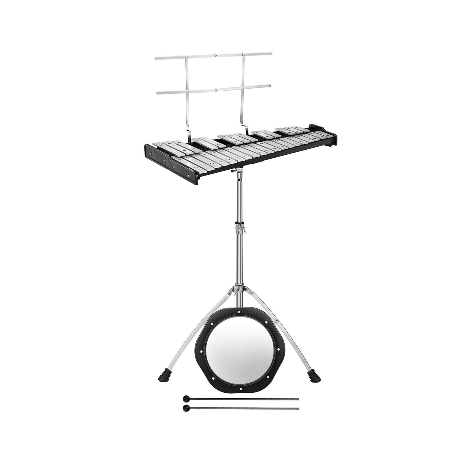 32 Note Glockenspiel Xylophone Percussion Bell Kit with Adjustable Stand, Black Drums & Percussion at Gallery Canada