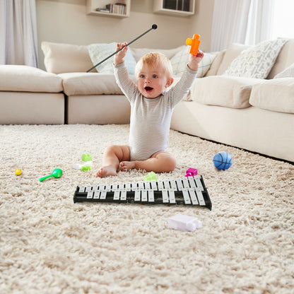 32 Note Glockenspiel Xylophone Percussion Bell Kit with Adjustable Stand, Black Drums & Percussion   at Gallery Canada