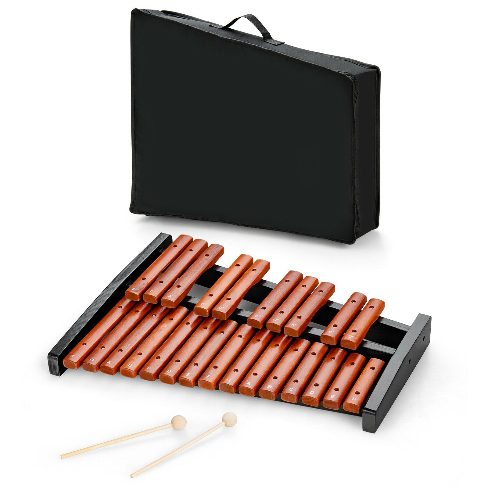 25 Notes Xylophone Wooden Percussion Educational Instrument with 2 Mallets, Black Drums & Percussion at Gallery Canada