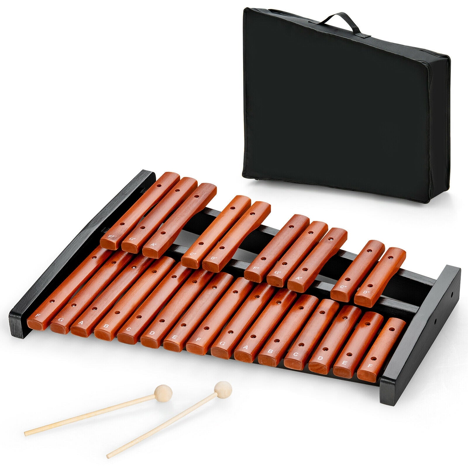 25 Notes Xylophone Wooden Percussion Educational Instrument with 2 Mallets, Black Drums & Percussion at Gallery Canada