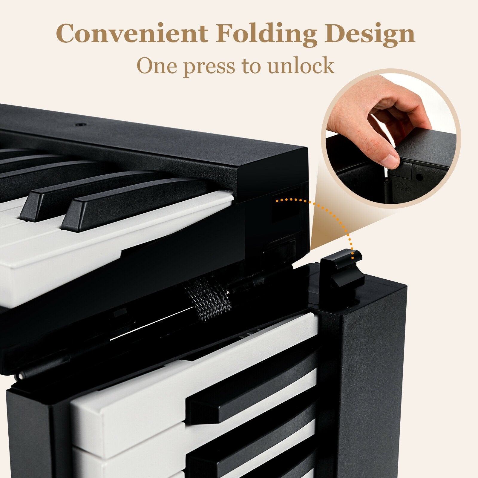 88-Key Foldable Digital Piano with MIDI and Wireless BT, Black - Gallery Canada