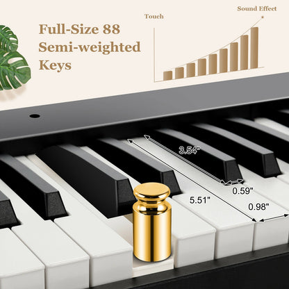 88-Key Foldable Digital Piano with MIDI and Wireless BT, Black - Gallery Canada