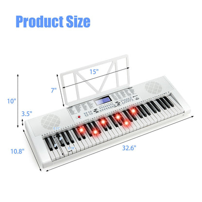 61-Key Electric Piano Keyboard for Beginner, White - Gallery Canada