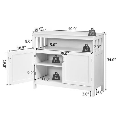 Kitchen Buffet Server Sideboard Storage Cabinet with 2 Doors and Shelf, White Sideboards Cabinets & Buffets   at Gallery Canada