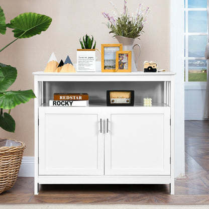 Kitchen Buffet Server Sideboard Storage Cabinet with 2 Doors and Shelf, White Sideboards Cabinets & Buffets   at Gallery Canada