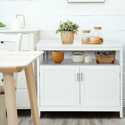 Kitchen Buffet Server Sideboard Storage Cabinet with 2 Doors and Shelf, White Sideboards Cabinets & Buffets   at Gallery Canada