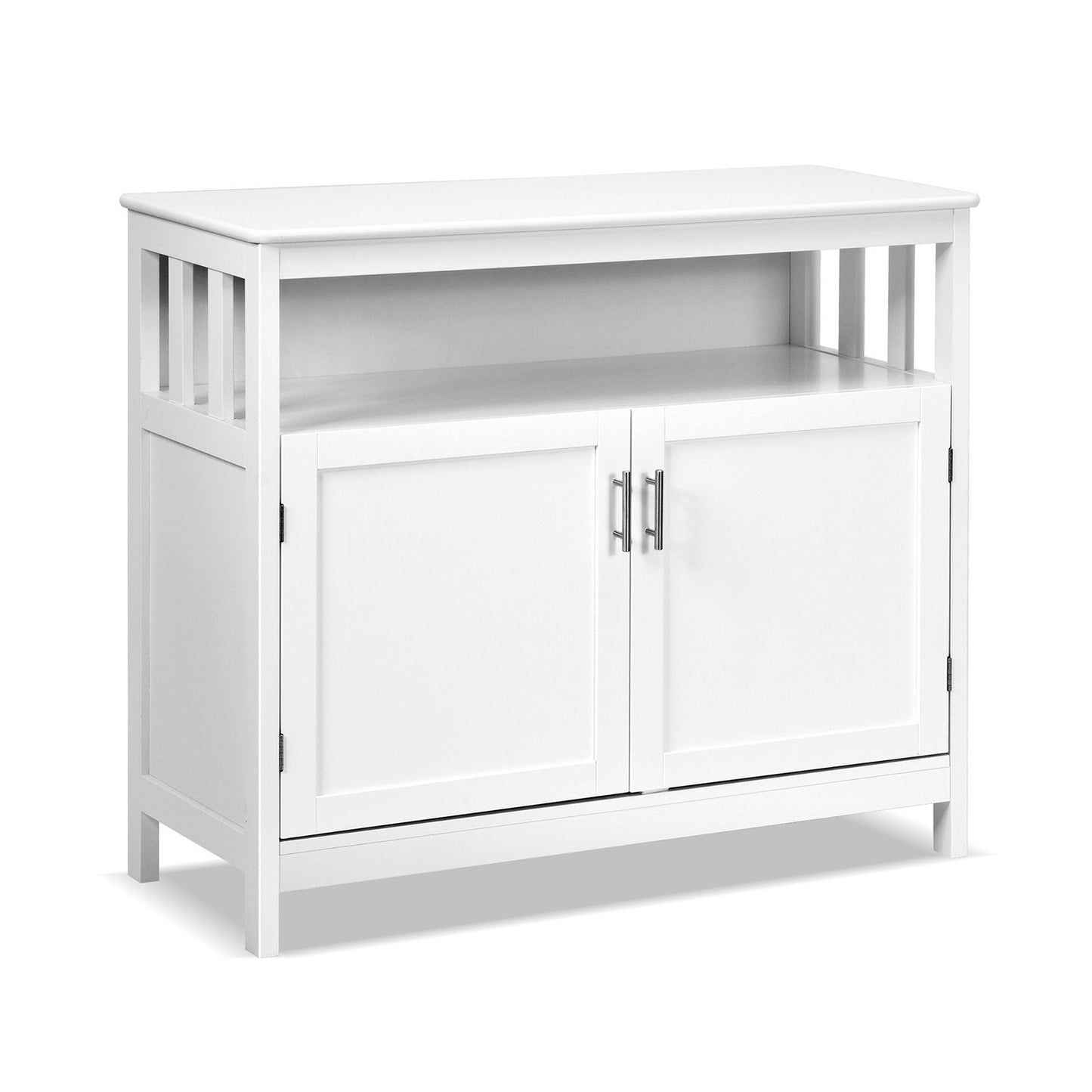 Kitchen Buffet Server Sideboard Storage Cabinet with 2 Doors and Shelf, White Sideboards Cabinets & Buffets   at Gallery Canada