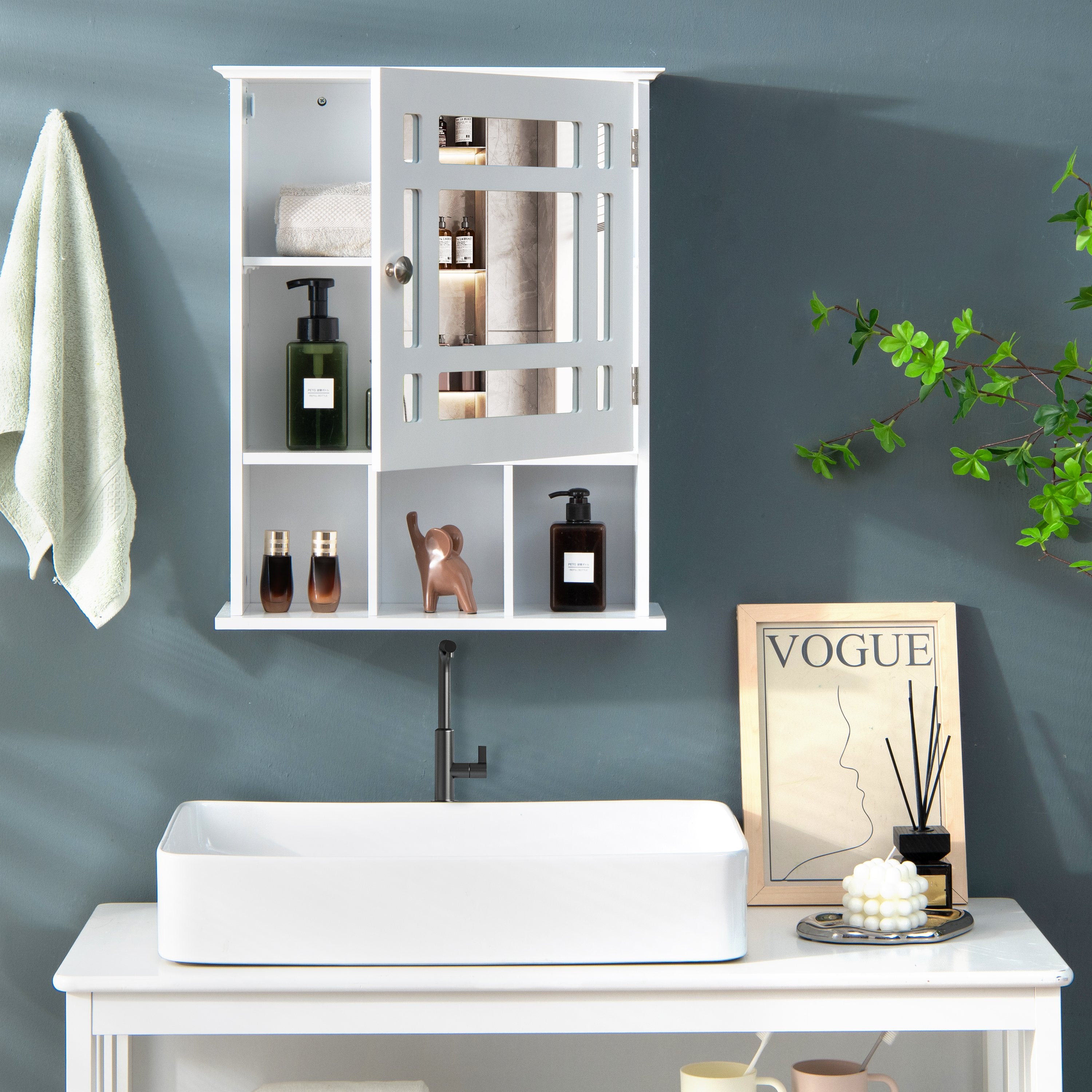 Wall Mounted and Mirrored Bathroom Cabinet, White Wall Cabinets   at Gallery Canada