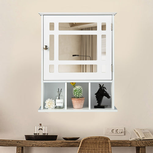Wall Mounted and Mirrored Bathroom Cabinet, White