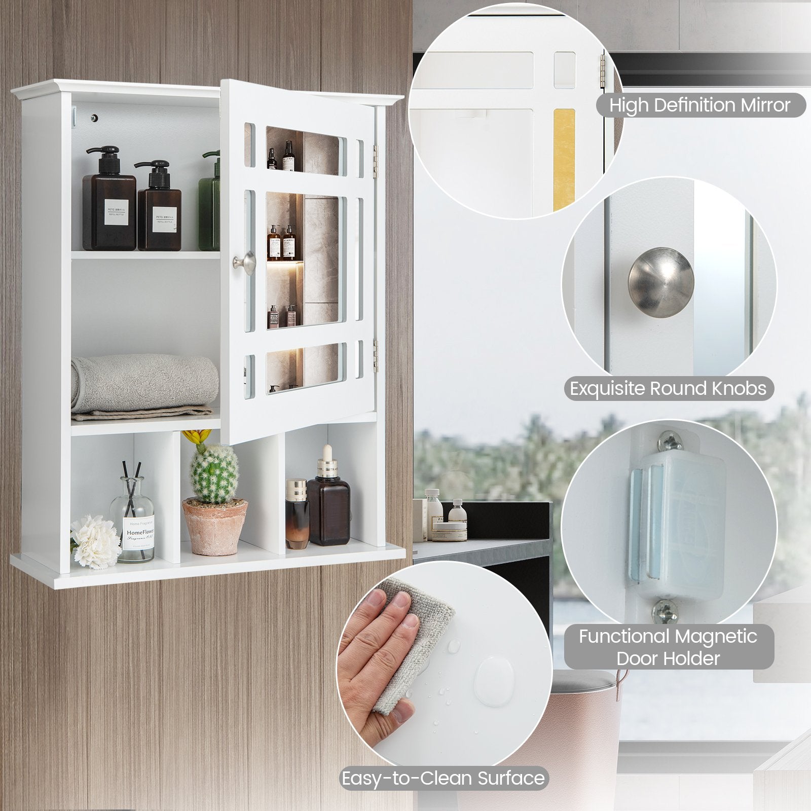 Wall Mounted and Mirrored Bathroom Cabinet, White Wall Cabinets   at Gallery Canada