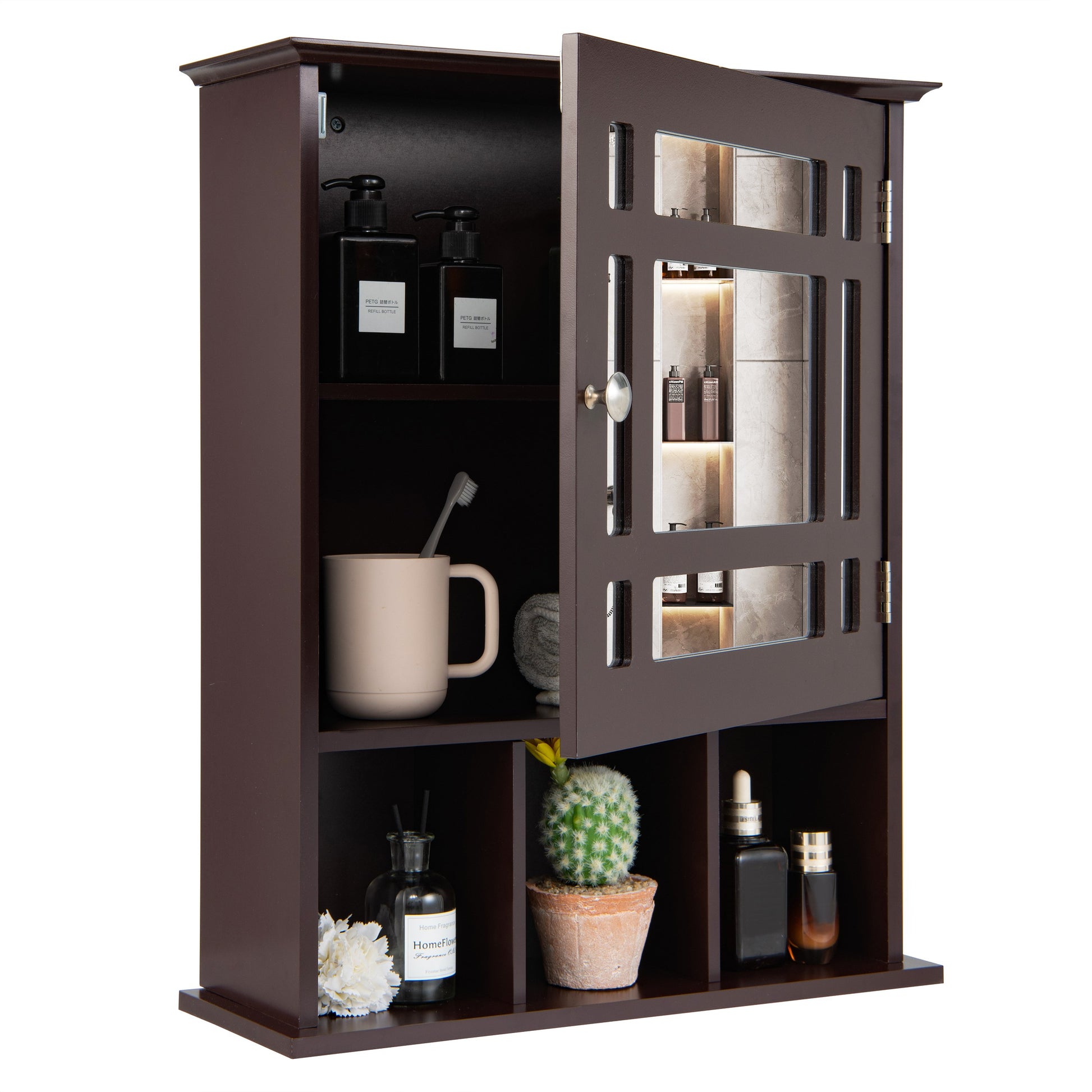 Wall Mounted and Mirrored Bathroom Cabinet, Brown Wall Cabinets   at Gallery Canada