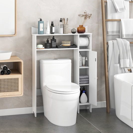 Wood Over the Toilet Bathroom Space Saver with Paper Holder and Shelf, White Bathroom Etagere White  at Gallery Canada