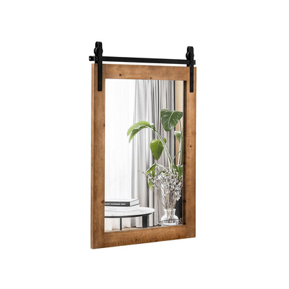 30 x 22 Inch Wall Mount Mirror with Wood Frame, Brown Wall Mirrors   at Gallery Canada