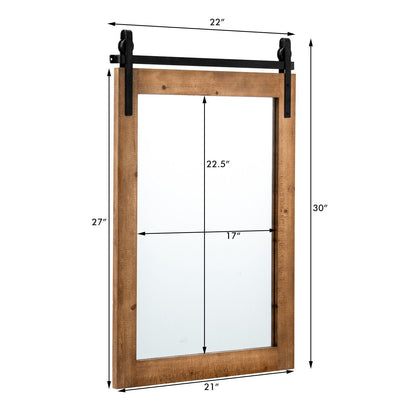 30 x 22 Inch Wall Mount Mirror with Wood Frame, Brown Wall Mirrors   at Gallery Canada