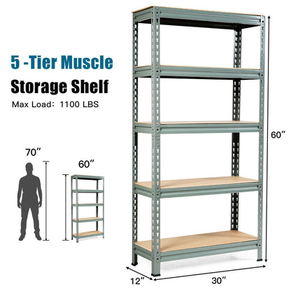 5-Tier Steel Shelving Unit Storage Shelves Heavy Duty Storage Rack, Gray Garages at Gallery Canada