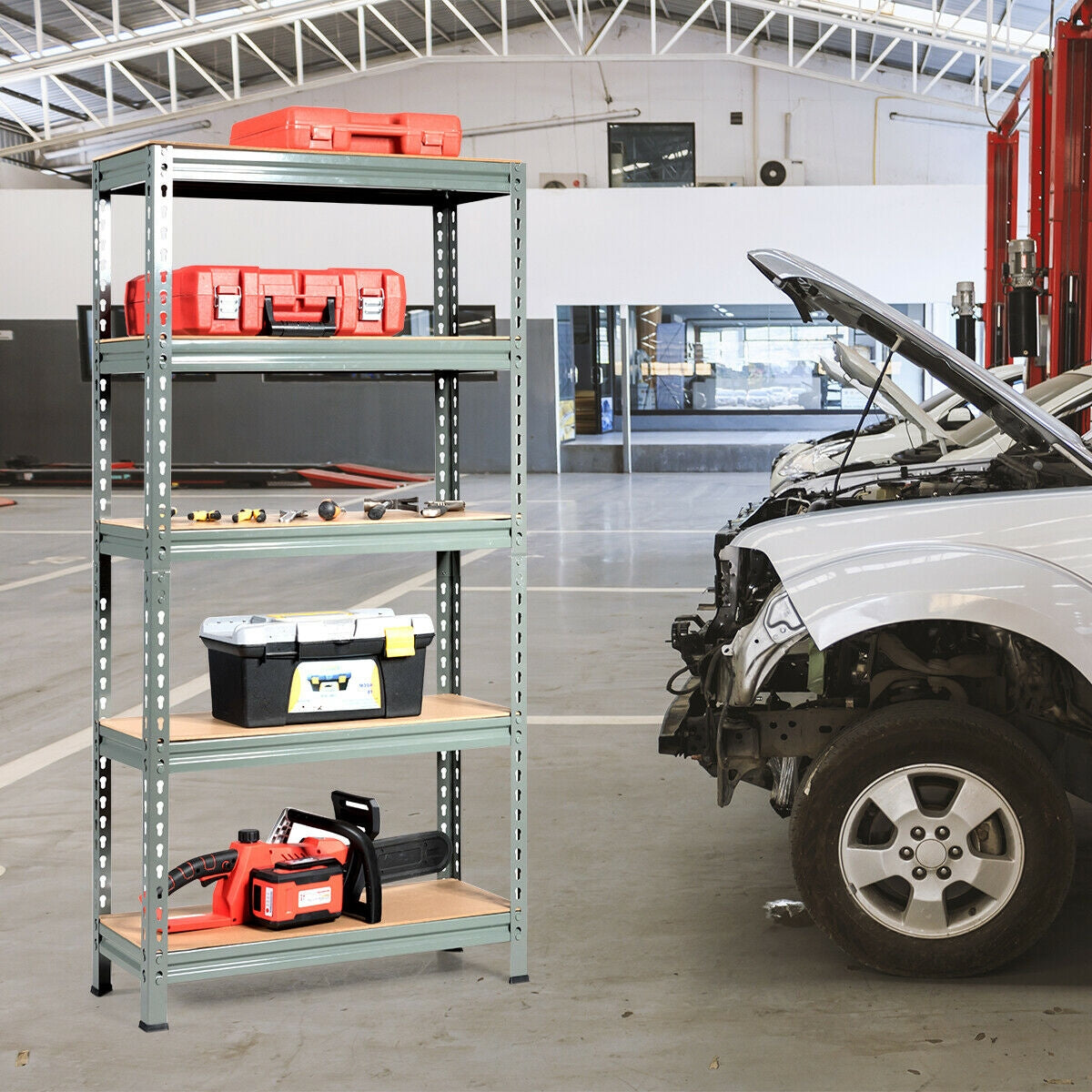 5-Tier Steel Shelving Unit Storage Shelves Heavy Duty Storage Rack, Gray Garages at Gallery Canada