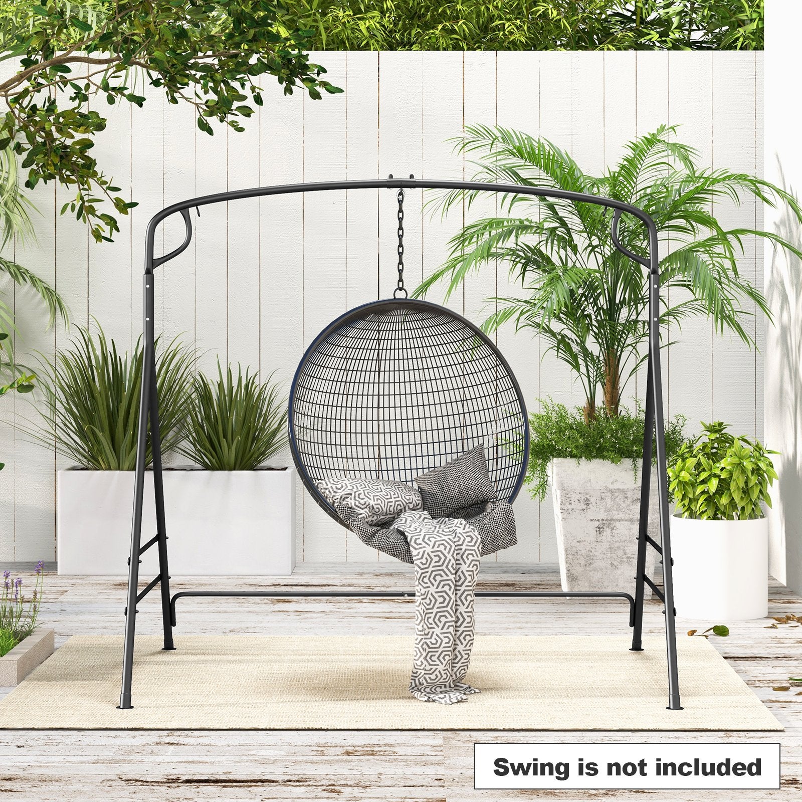 Outdoor Metal Swing Frame with Extra Side Bars, Black Porch Swings   at Gallery Canada