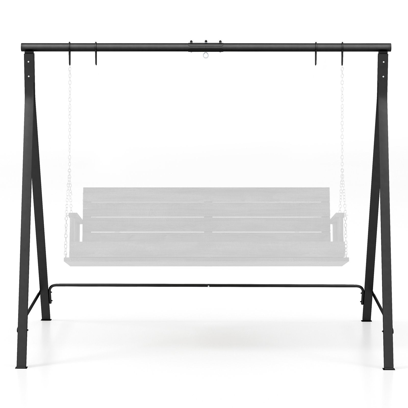 Patio Metal Swing Stand with A-Shaped Structure, Black Porch Swings   at Gallery Canada