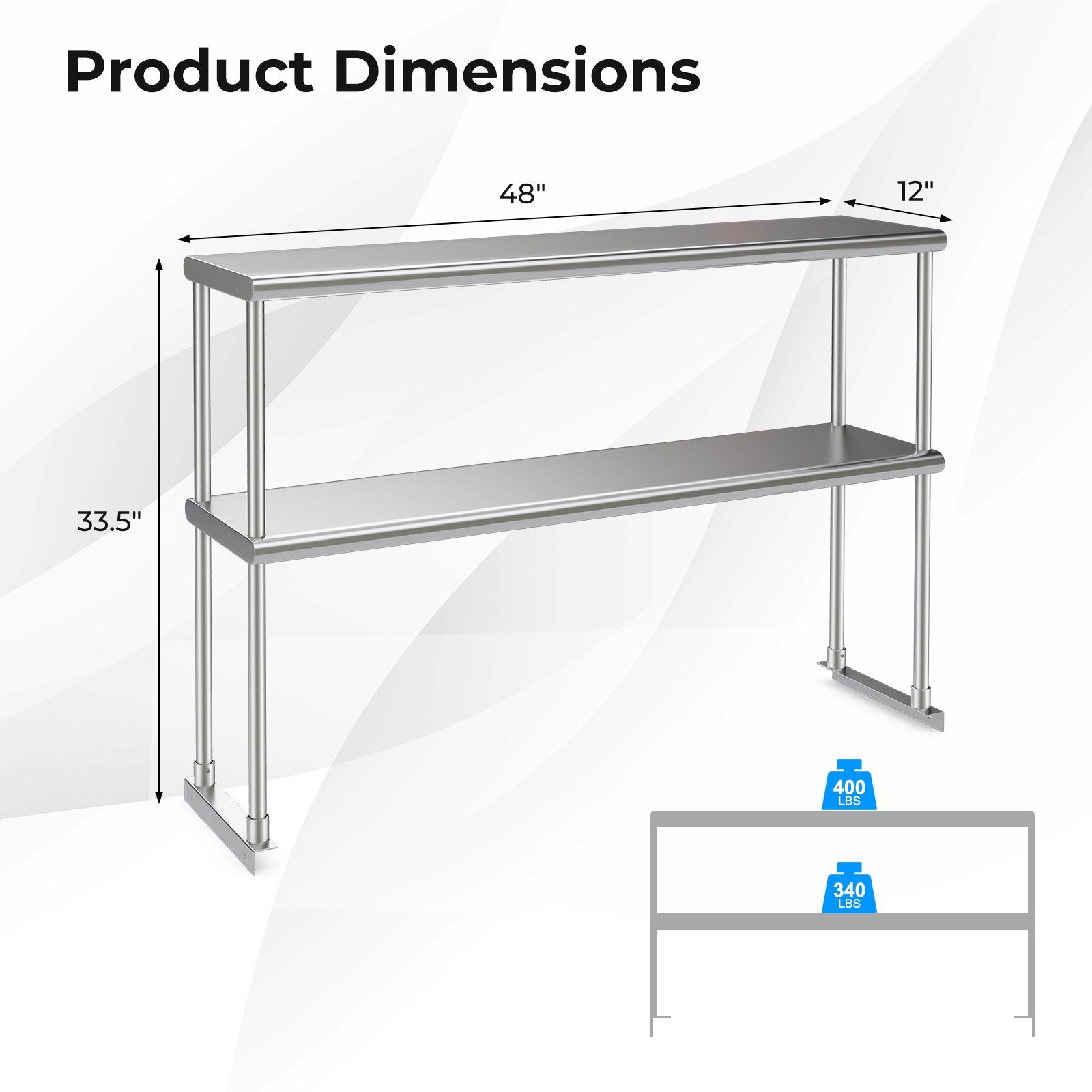 Stainless Steel Overshelf with Adjustable Lower Shelf for Home Kitchen, Silver Kitchen Tools   at Gallery Canada