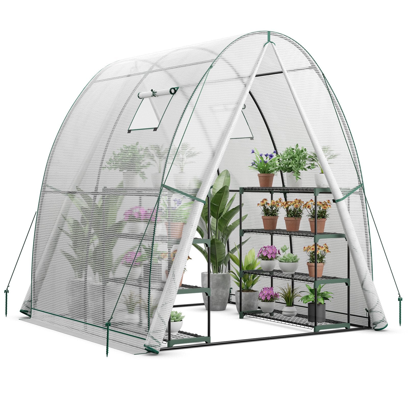 6 x 6 x 6.6 FT Outdoor Wall-in Tunnel Greenhouse, White Greenhouses   at Gallery Canada