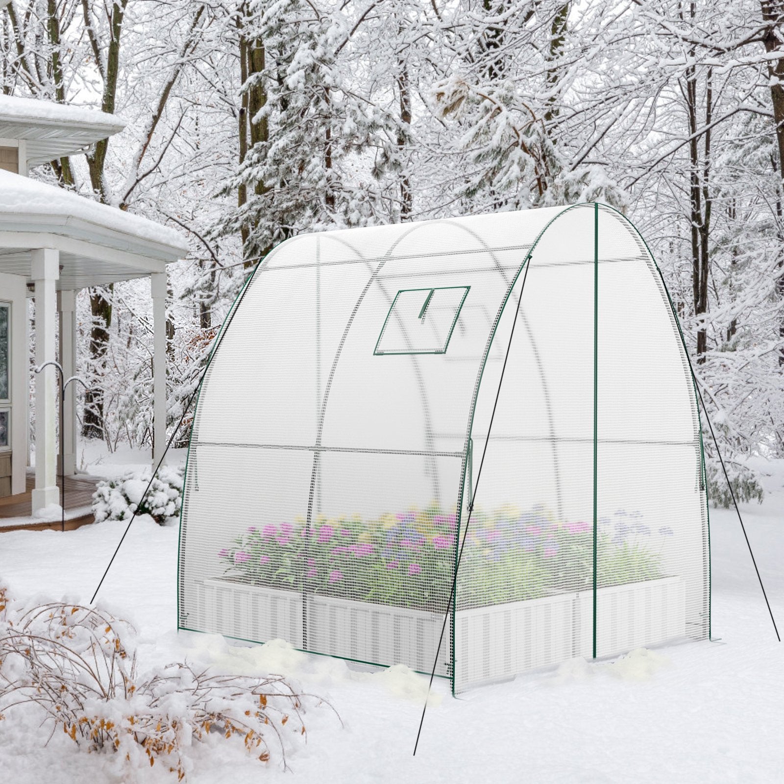 6 x 6 x 6.6 FT Outdoor Wall-in Tunnel Greenhouse, White Greenhouses   at Gallery Canada