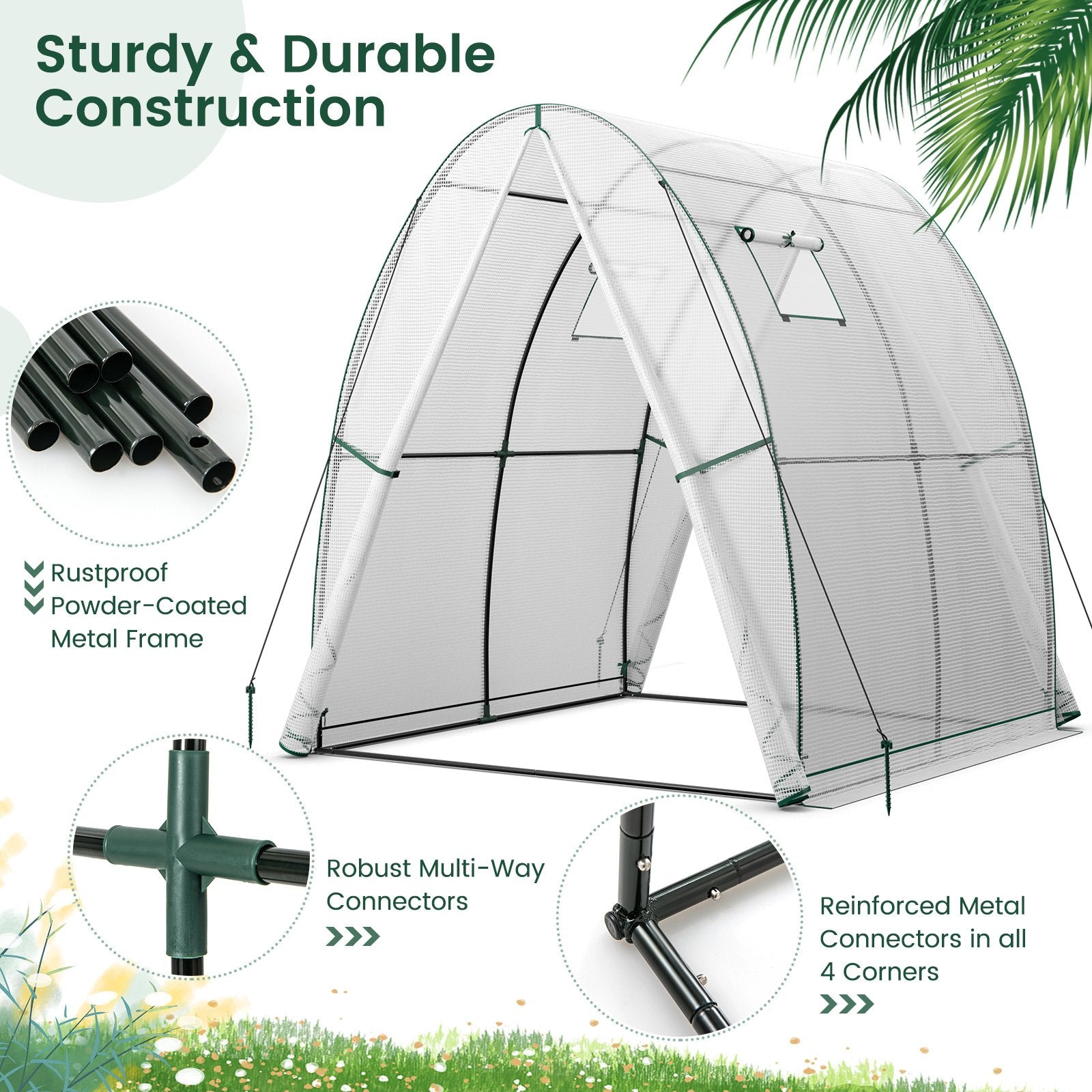 6 x 6 x 6.6 FT Outdoor Wall-in Tunnel Greenhouse, White Greenhouses   at Gallery Canada