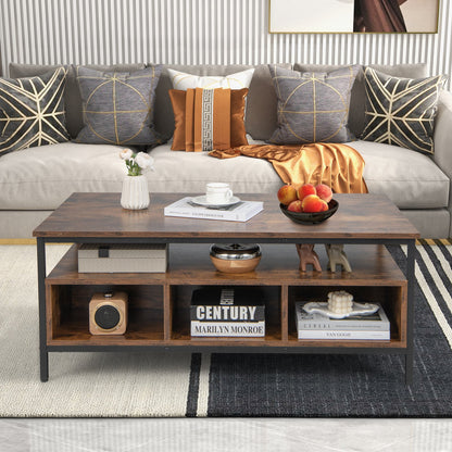 3-Tier Industrial Style Coffee Table with Storage and Heavy-duty Metal Frame, Coffee Coffee Tables   at Gallery Canada