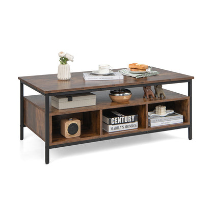 3-Tier Industrial Style Coffee Table with Storage and Heavy-duty Metal Frame, Coffee Coffee Tables   at Gallery Canada