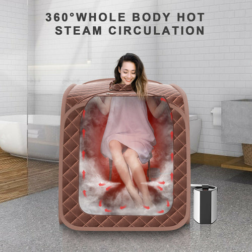 Portable Personal Steam Sauna Spa with Steamer Chair, Coffee