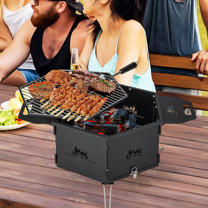 Portable Charcoal Grill Stove Rotatable with Foldable Body and Legs with Handles - Gallery Canada