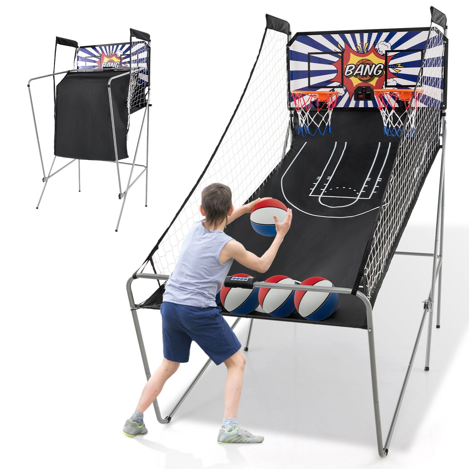 Dual Shot Basketball Arcade Game with 8 Game Modes and 4 Balls, White Game Room   at Gallery Canada