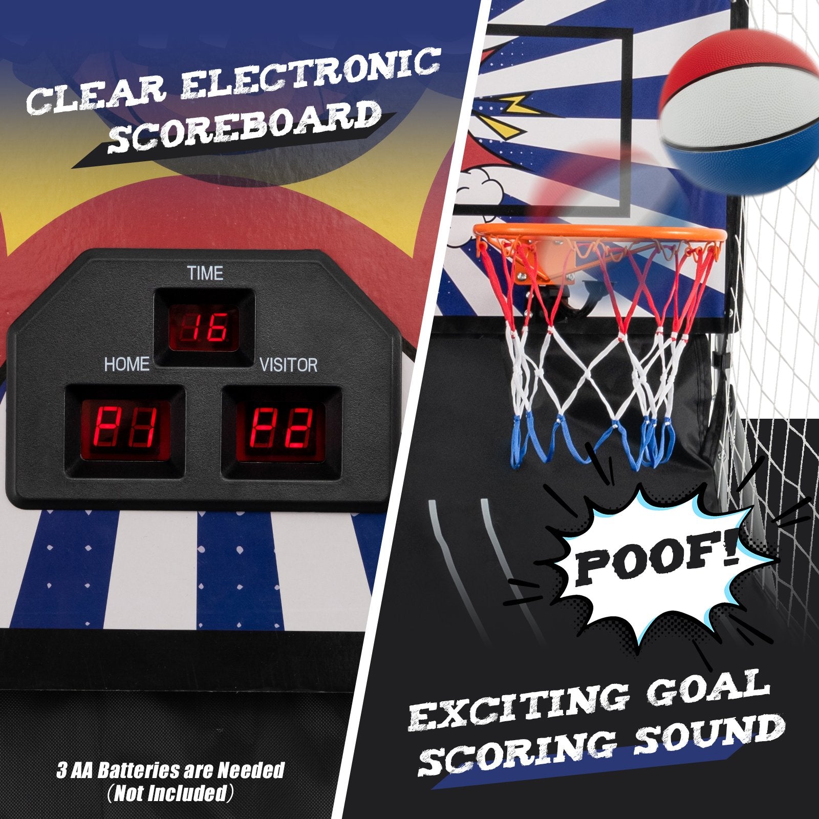 Dual Shot Basketball Arcade Game with 8 Game Modes and 4 Balls, White Game Room   at Gallery Canada